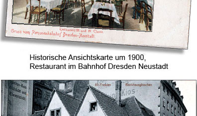 Historische Ansichtskarte um 1900/Restaurant im Bahnhof Dresden Neustadt