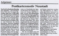 Zeitungsaussschnitt Dresdner Stadtteilzeitung/Rezension zum Buch Spaziergang durch das alte Dresden in Ansichtskarten. Die Neustadt (Band 2)
