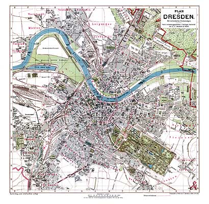 Stadtplan vom alten Dresden um 1904/Gesamtansicht
