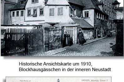 Historische Ansichtskarte um 1910/Blockhausgässchen in der inneren Neustadt