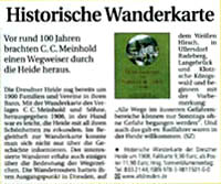 Zeitungsausschnitt Sächsische Zeitung/Rezension zur Wanderkarte Dresdner Heide um 1980