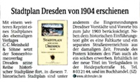 Zeitungsausschnitt/Sächsische Zeitung/Rezension zum Stadtplan vom alten Dresden um 1904