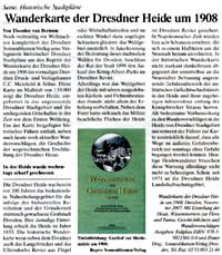 Zeitungsausschnitt Dresdner Stadtteilzeitungen/Rezension zur Wanderkarte der Dresdner Heide um 1908