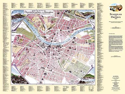 Gesamtansicht Stadtplan von Dresden 1894