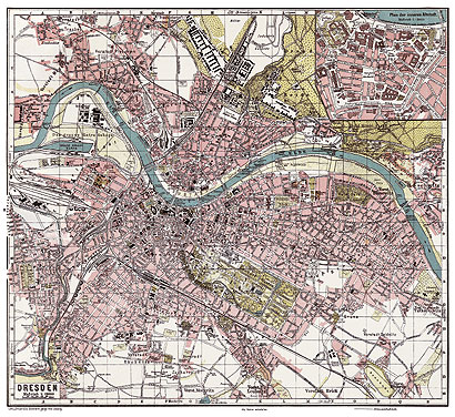 Stadtplan vom alten Dresden um 1920/Gesamtansicht Plan