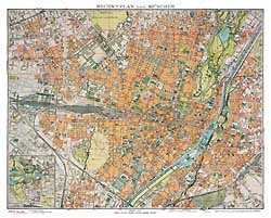Stadtplan vom alten München.Innenstadtplan 1928/Gesamtansicht
