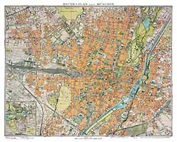 Stadtplan vom alten München.Innenstadtplan 1928/Gesamtansicht