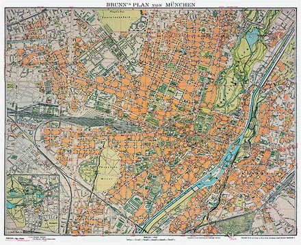 Stadtplan vom alten München.Innenstadtplan 1928/Gesamtansicht
