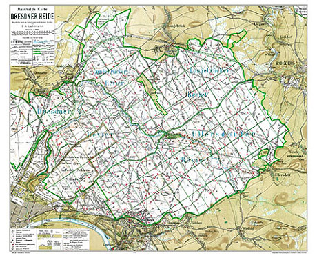 Wanderkarte der Dresdner Heide um 1908/Gesamtansicht Karte